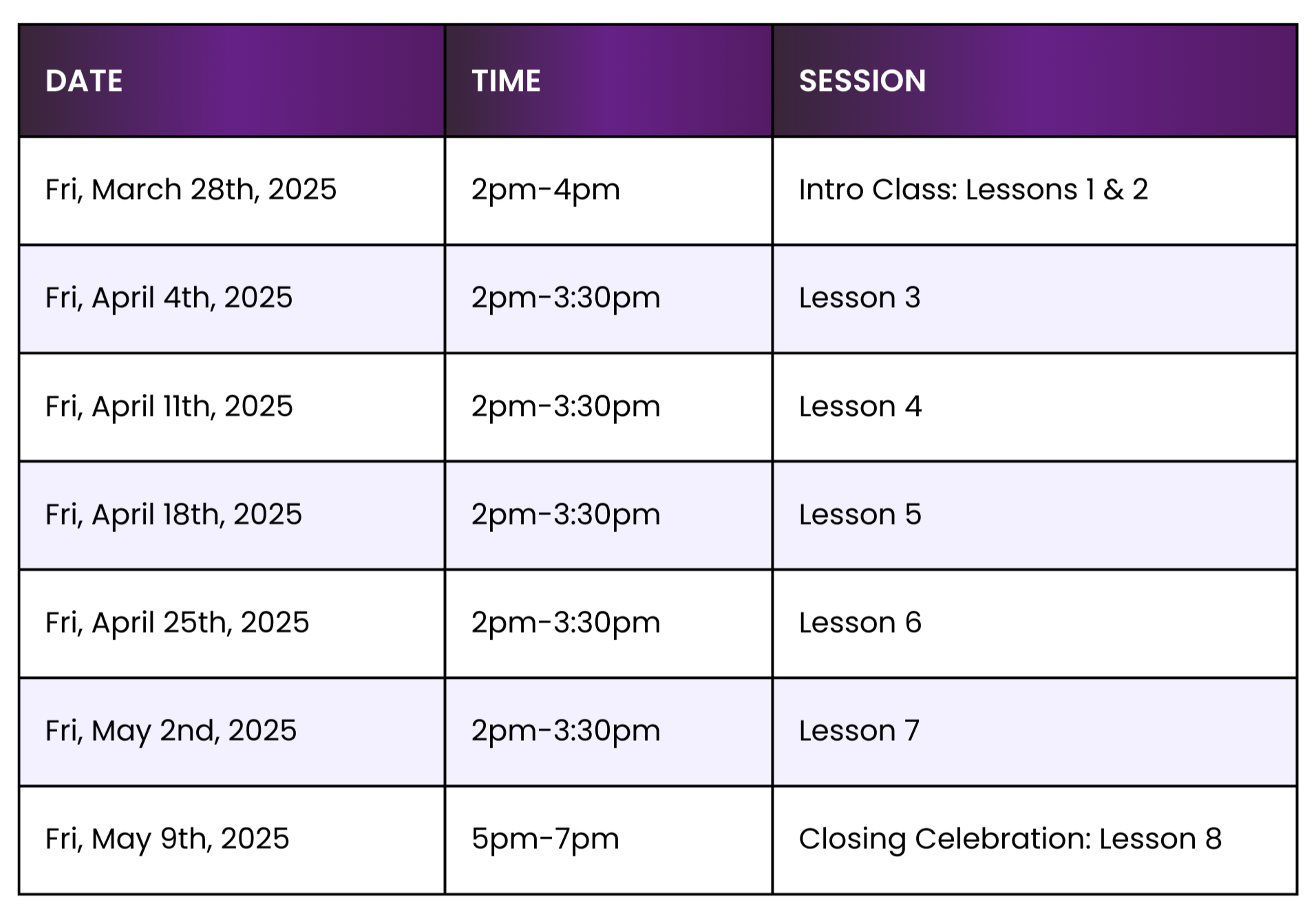 Soul Pole Schedule